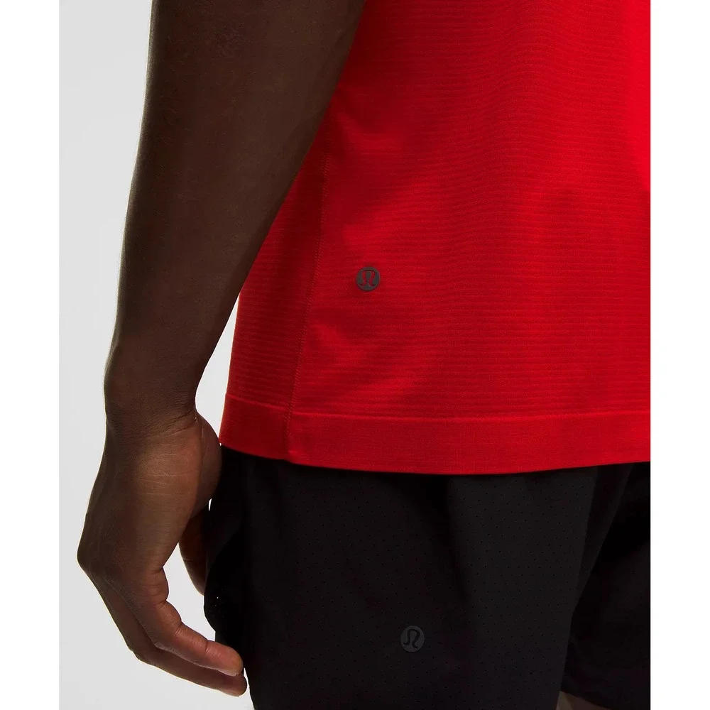 734-Lululemon-Men-Metal Vent Tech Short-Sleeve Shirt-League Stripe Oxford